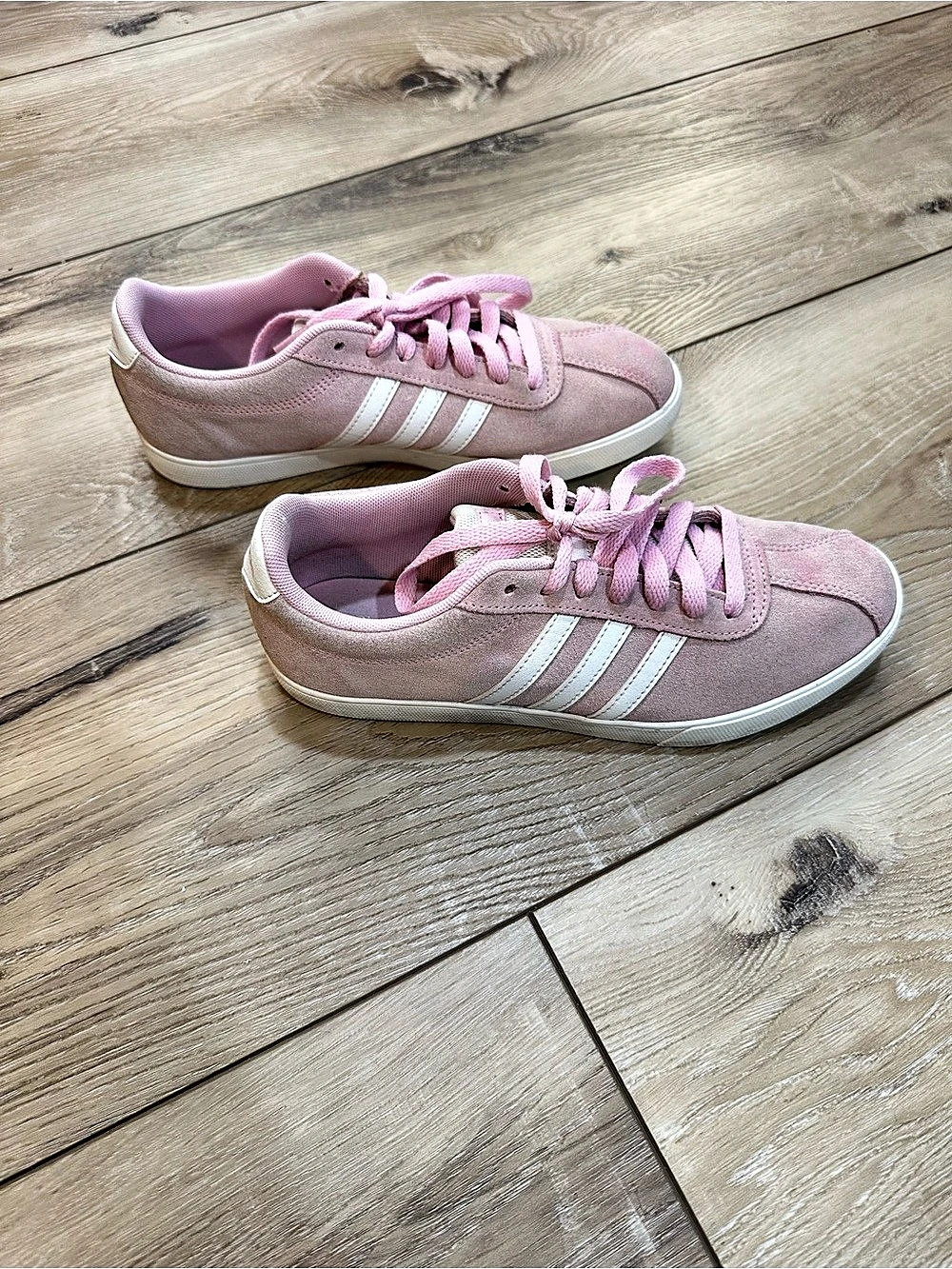 adidas Courtset Suede Sneaker Pink & White US 8